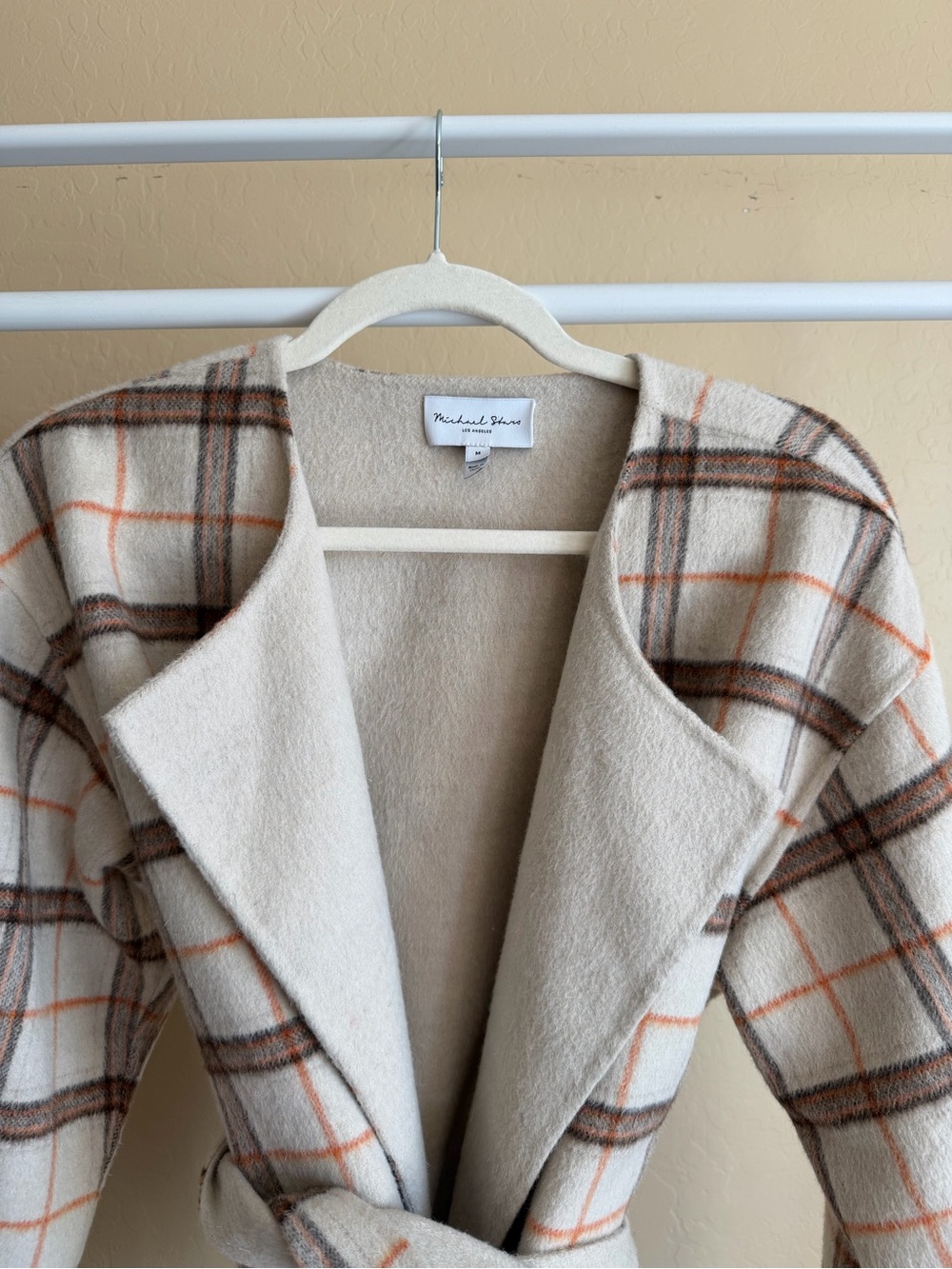 Michael Stars Wool Plaid Wrap Coat in Autumn Colors - Picture 8 of 13